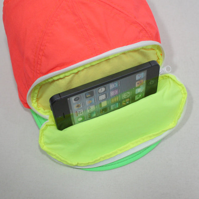 Cap Sac Adjustable Cap with Pocket Tri-color Sherbert - Orange/Green/Yellow