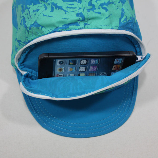 Cap Sac Adjustable Cap with Pocket Tri Angles Blue Turquoise