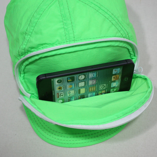 Cap Sac Adjustable Cap with Pocket  Neon Green