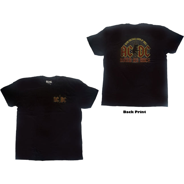 AC/DC Hard as Rock Unisex Short Sleeves Tee Shirt Black Back Print