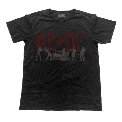 AC/DC Unisex Fashion Silhouettes Vintage Finish Tee Shirt - Black