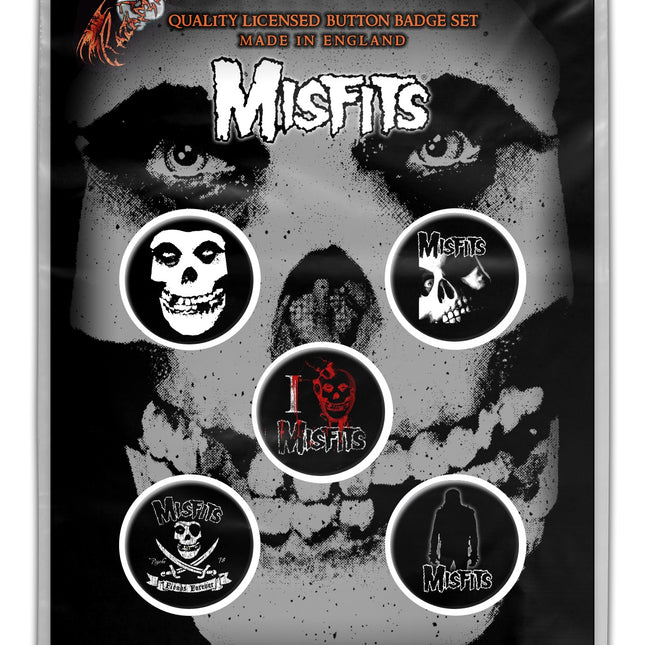Misfits Skull Button Mini 5 Badges Pack
