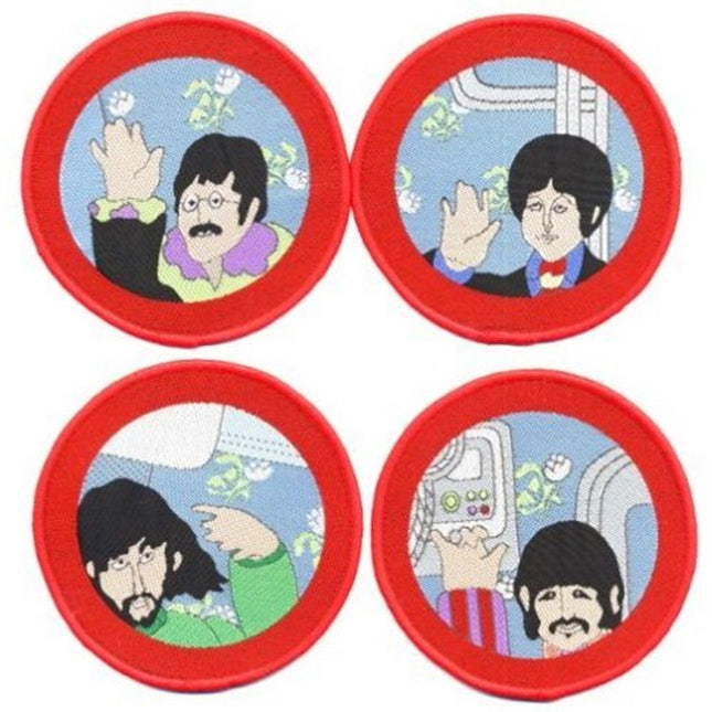 The Beatles Cartoon Port Hole Standard 4 Woven Patches Set
