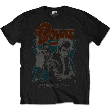 David Bowie Men's 1972 World Tour Short Sleeves Tee Shirts Black