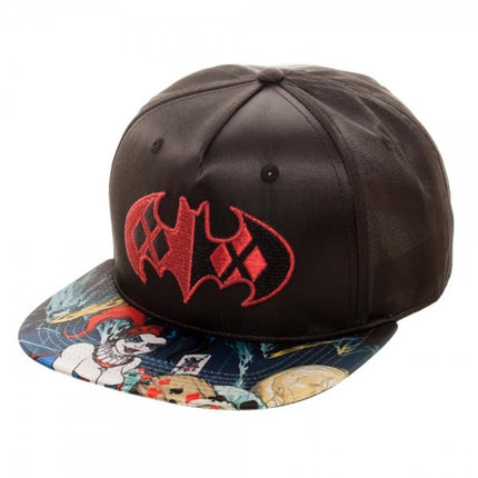 DC Comics Batman Harley Quinn Satin Flat Brim Snapback Adjustable Baseball Cap