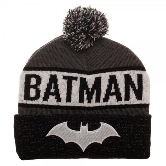 DC Comics Batman Novelty Knit Reflective Cuff Pom Beanie
