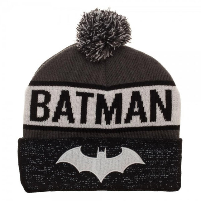DC Comics Batman Novelty Knit Reflective Cuff Pom Beanie
