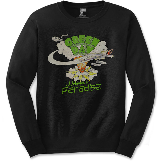 Green Day Unisex Welcome To Paradise Cotton Long Sleeved Tee Shirts Black