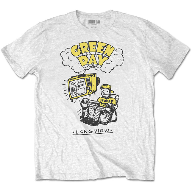 Green Day Unisex Longview Doodle Cotton Tee Shirts White