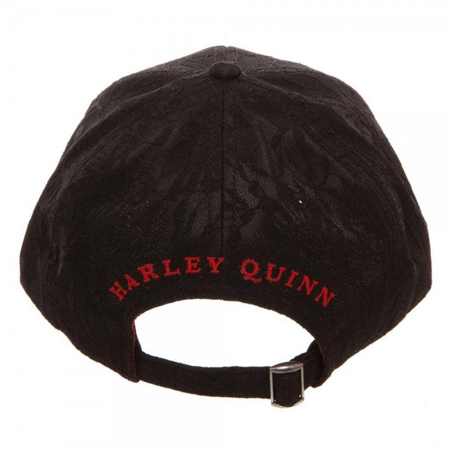 DC Comics Harley Quinn Black Lace Adjustable Buckle Strap Back Dad Hat Cap