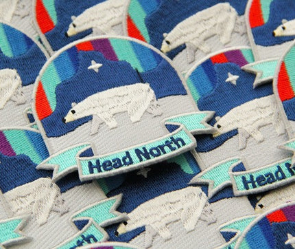 Head North Embroidered Sew or Iron-on Backing Patch