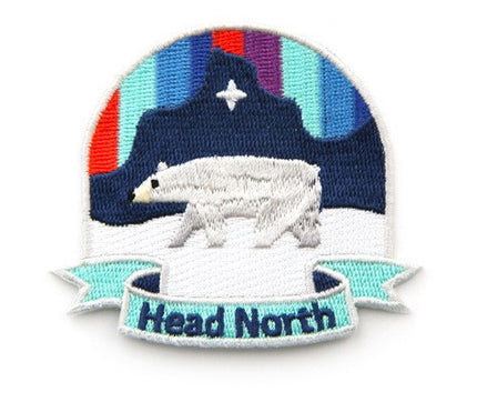 Head North Embroidered Sew or Iron-on Backing Patch