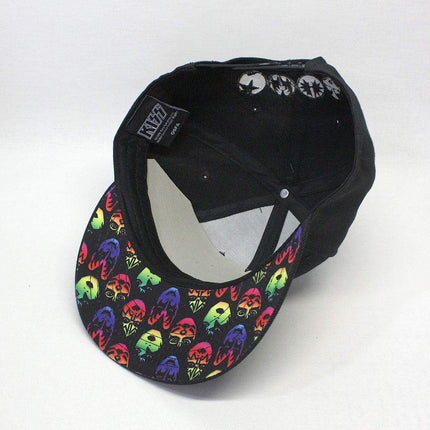 KISS Band Neon Faces Adjustable Snapback Flat Brim Baseball Cap