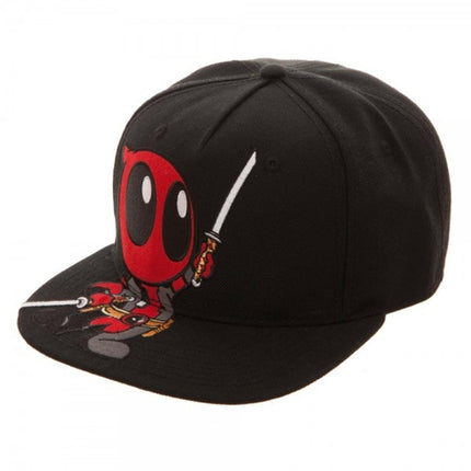 Marvel Deadpool Embroidered Flat Brim Snapback Adjustable Baseball Cap