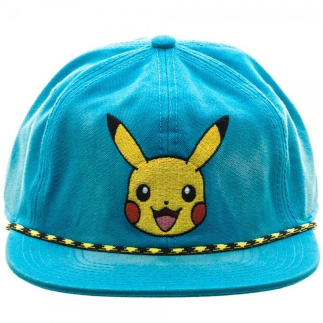 Pokemon Pikachu Washed Unstructured 6 Panel Snapback Baseball Cap