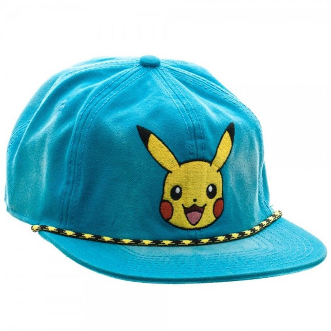 Pokemon Pikachu Washed Unstructured 6 Panel Snapback Baseball Cap