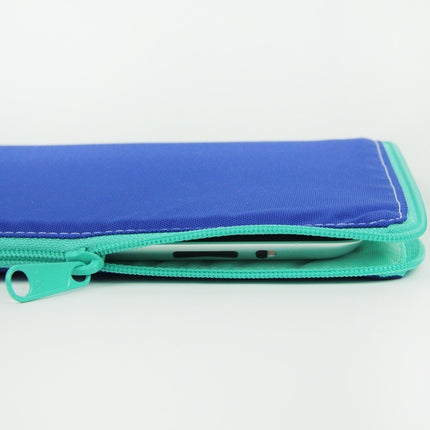 Basic Solid Two Tone Zip Pouches - Blue / Large
