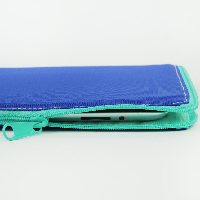 Basic Solid Two Tone Zip Pouches - Blue / Large