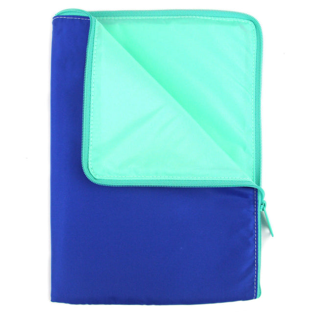 Basic Solid Two Tone Zip Pouches - Blue / Large