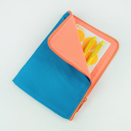 Basic Solid Two Tone Zip Pouches - Teal / Medium