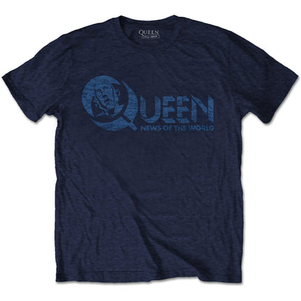 Queen Men's News of the World 40th Vintage Logo Cotton Tee Shirt Navy
