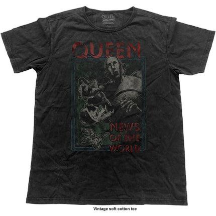 Queen Men's News Of The World Vintage Finnish Black Cotton Tee Shirt