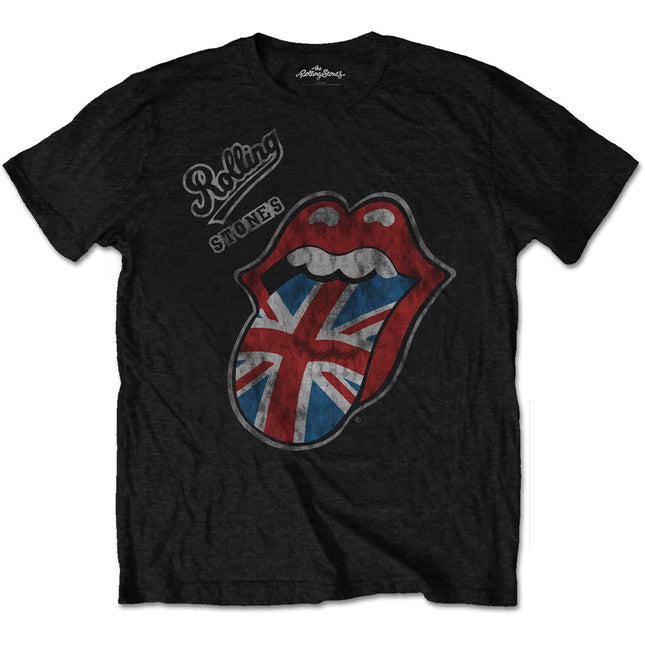 The Rolling Stones Men's Vintage British Tongue with Soft Hand Inks Short Sleeves T-Shirts