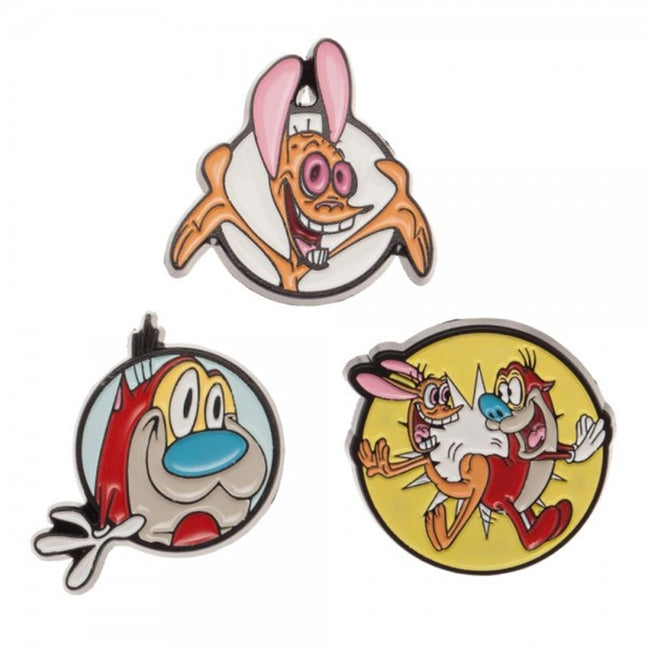 Ren & Stimpy Enamel Metal Mini Pin Badge 3 Pack