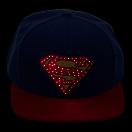 Superman Fiber Optic Lights Logo Snapback Baseball Cap