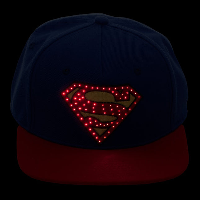 Superman Fiber Optic Lights Logo Snapback Baseball Cap
