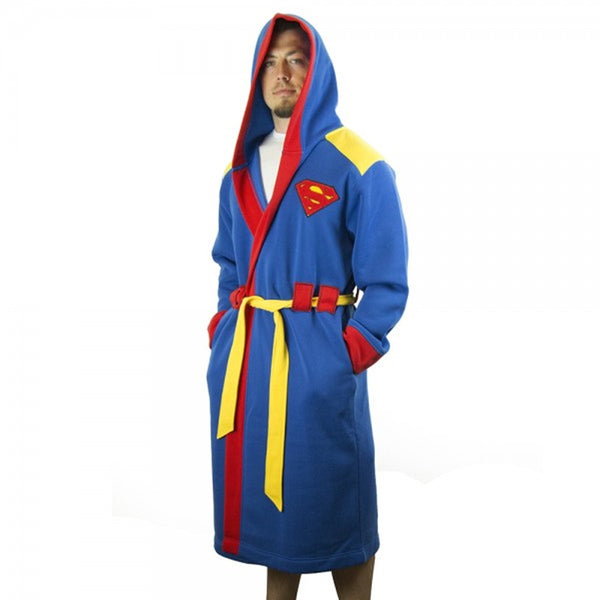 Superman Symbol Men's Hooded Bath Robe with Belt (S/M) - Ooh La La Factory