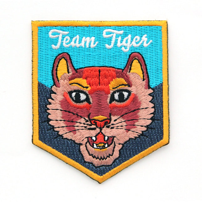 Decorative Embroidered Sew or Iron-on Backing Patch Team Tiger