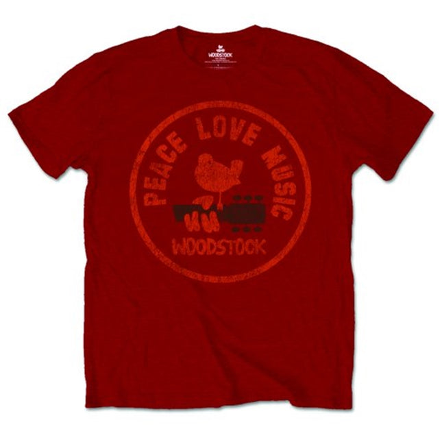 Woodstock Love Peace Music Men's Short Sleeves T-Shirts Maroon