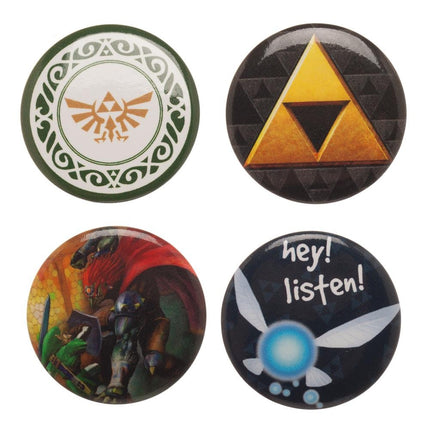 Zelda Button Pin 4 Pack Set Black