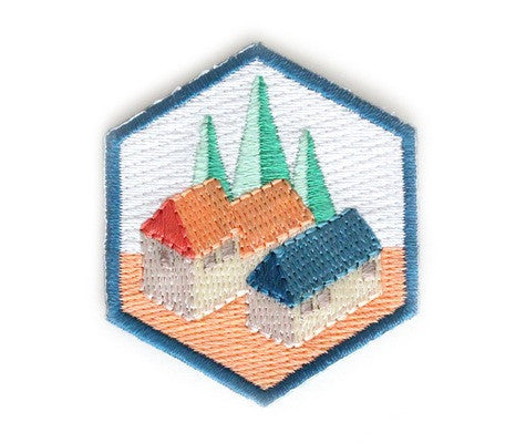 Camping Cabins Decorative Embroidered Sew or Iron-on Backing Patch