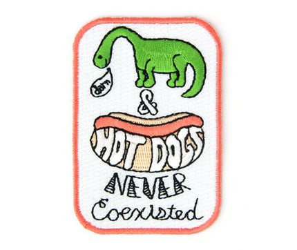 Hot Dog Dino Decorative Embroidered Sew or Iron-on Backing Patch