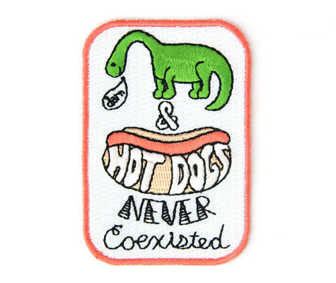 Hot Dog Dino Decorative Embroidered Sew or Iron-on Backing Patch