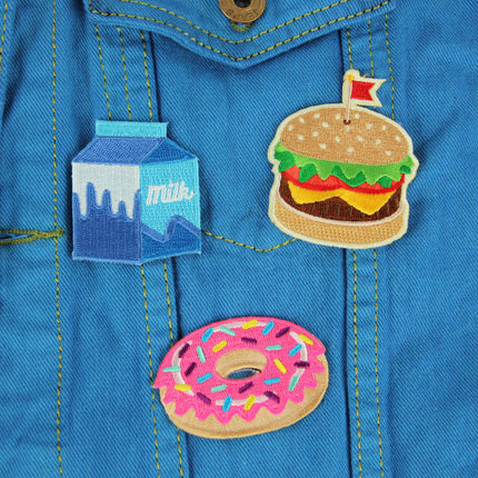 Food Fight Decorative Embroidered Sew or Sticker Patch Pack