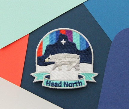 Head North Embroidered Sew or Iron-on Backing Patch