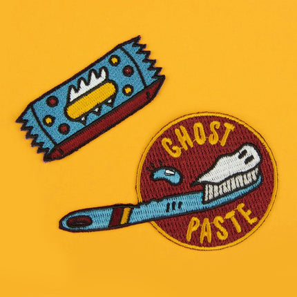 Ghost Paste Embroidered Sew or Iron-on Backing Patch