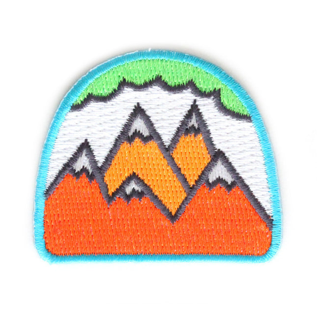 Neon Mountains Embroidered Sew or Iron-on Backing Patch