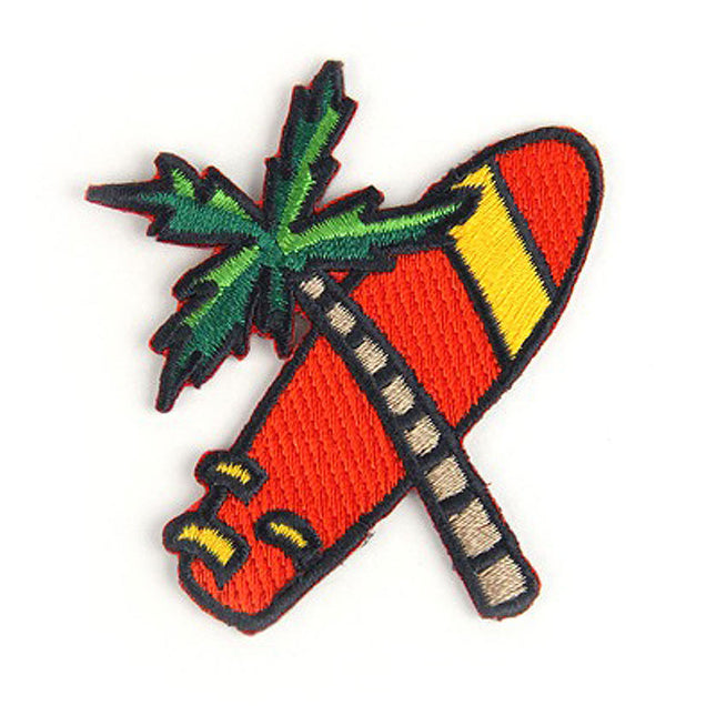 Palm Surf Decorative Embroidered Sew or Iron-on Backing Patch