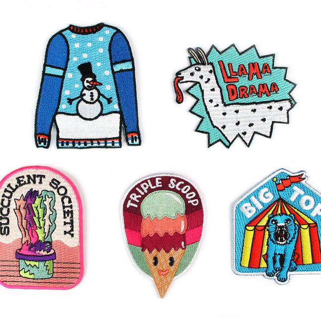 Triple Scoop Embroidered Sew or Iron-on Backing Patches