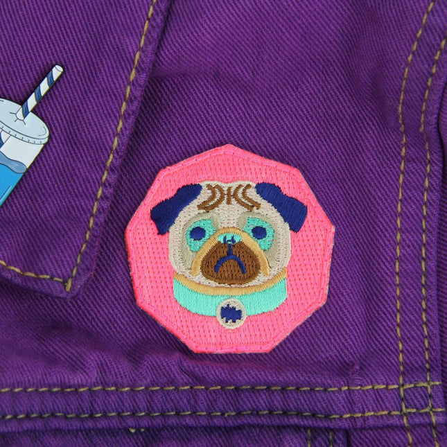 Pug Decorative Embroidered Sew or Iron-on Backing Patch