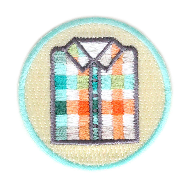 Plaid Shirt Embroidered Sew or Iron-on Backing Patch