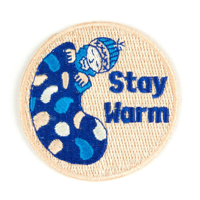Stay Warm Embroidered Sew or Iron-on Backing Patch