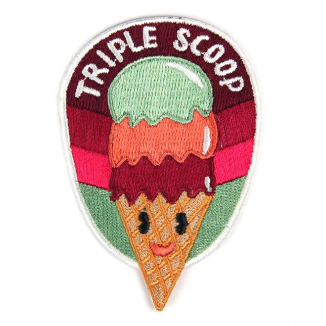 Triple Scoop Embroidered Sew or Iron-on Backing Patches